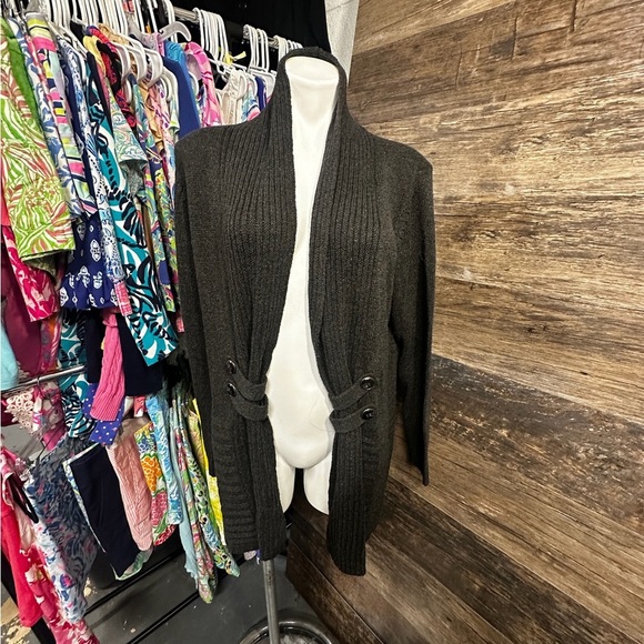 AB Studio Gray Elegant Cardigan Sweater - Picture 1 of 8